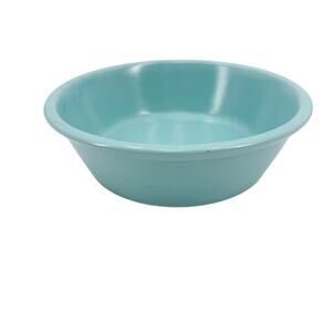 vintage turquoise blue stoneware crock Serving Dish art pottery Dog Pet Bowl